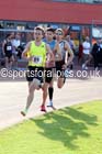 Nick Swinburn leads from Nick McCormick (Both Morpeth) and eventual winner Jonathan Cook (Woodford Green) in the Stan Long Mile, North East Grand Prix, Gateshead International Stadium. Photo: David T. Hewitson/Sports for All Pics